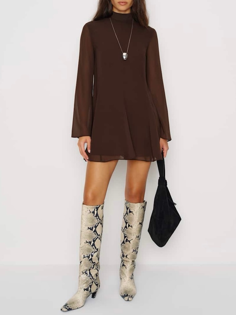 Reformation Torin Dress In Espresso, Nwot, Never Worn, No Flaws.